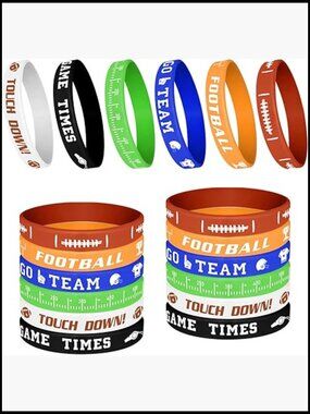 Football Theme Silicone Bracelets Motivational Sport Party Favors 6 Styles